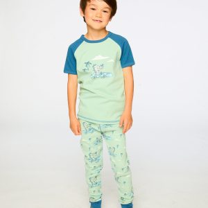 Alternative view of Organic Cotton Two-Piece Pyjama Set Green Crocodile Print
