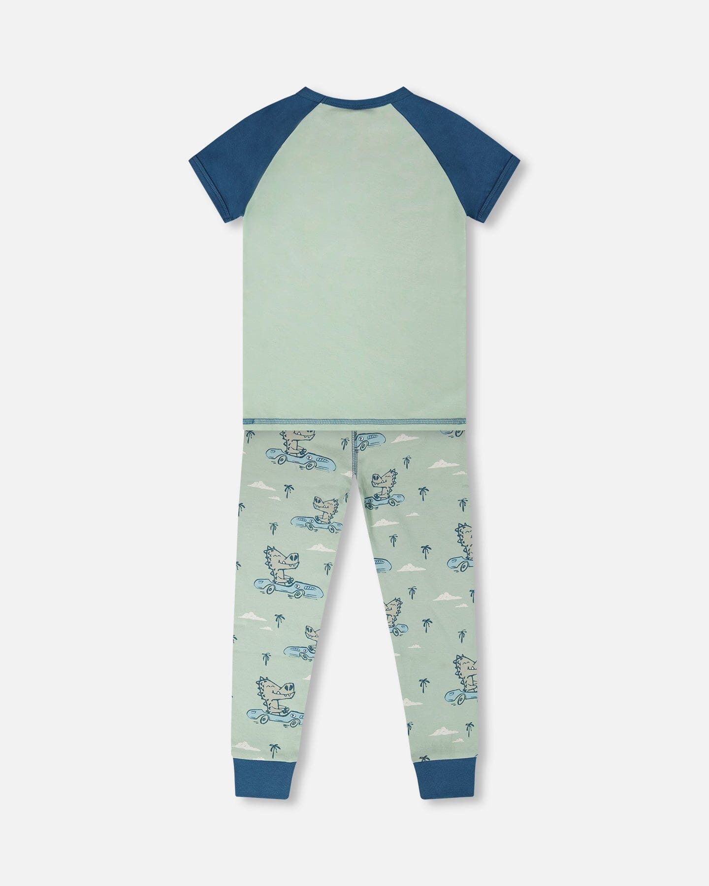 Organic Cotton Two-Piece Pyjama Set Green Crocodile Print - Image 3