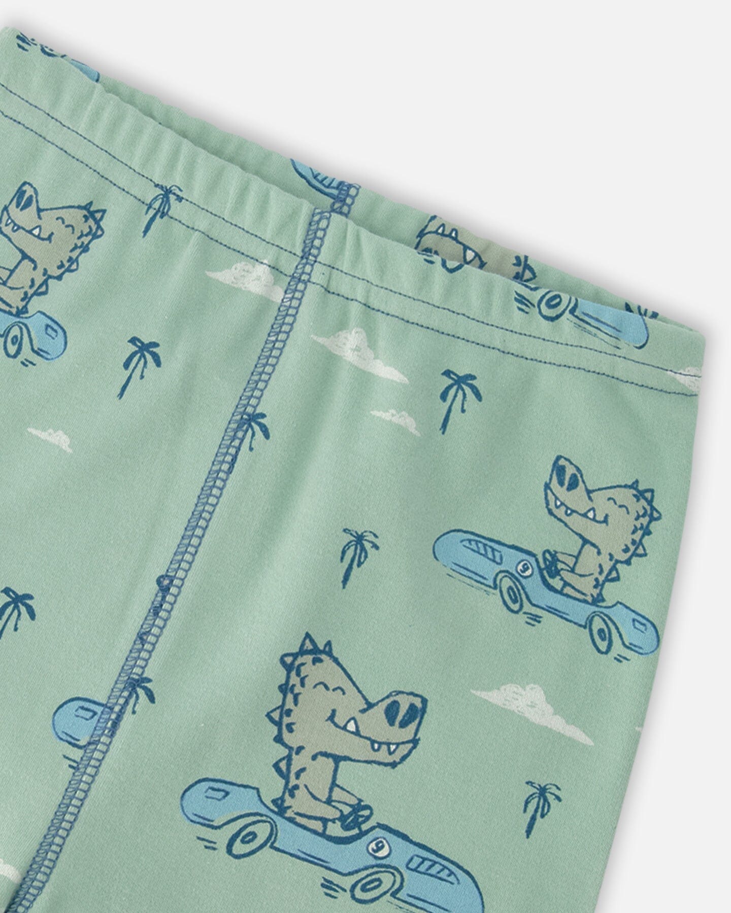 Organic Cotton Two-Piece Pyjama Set Green Crocodile Print - Image 5