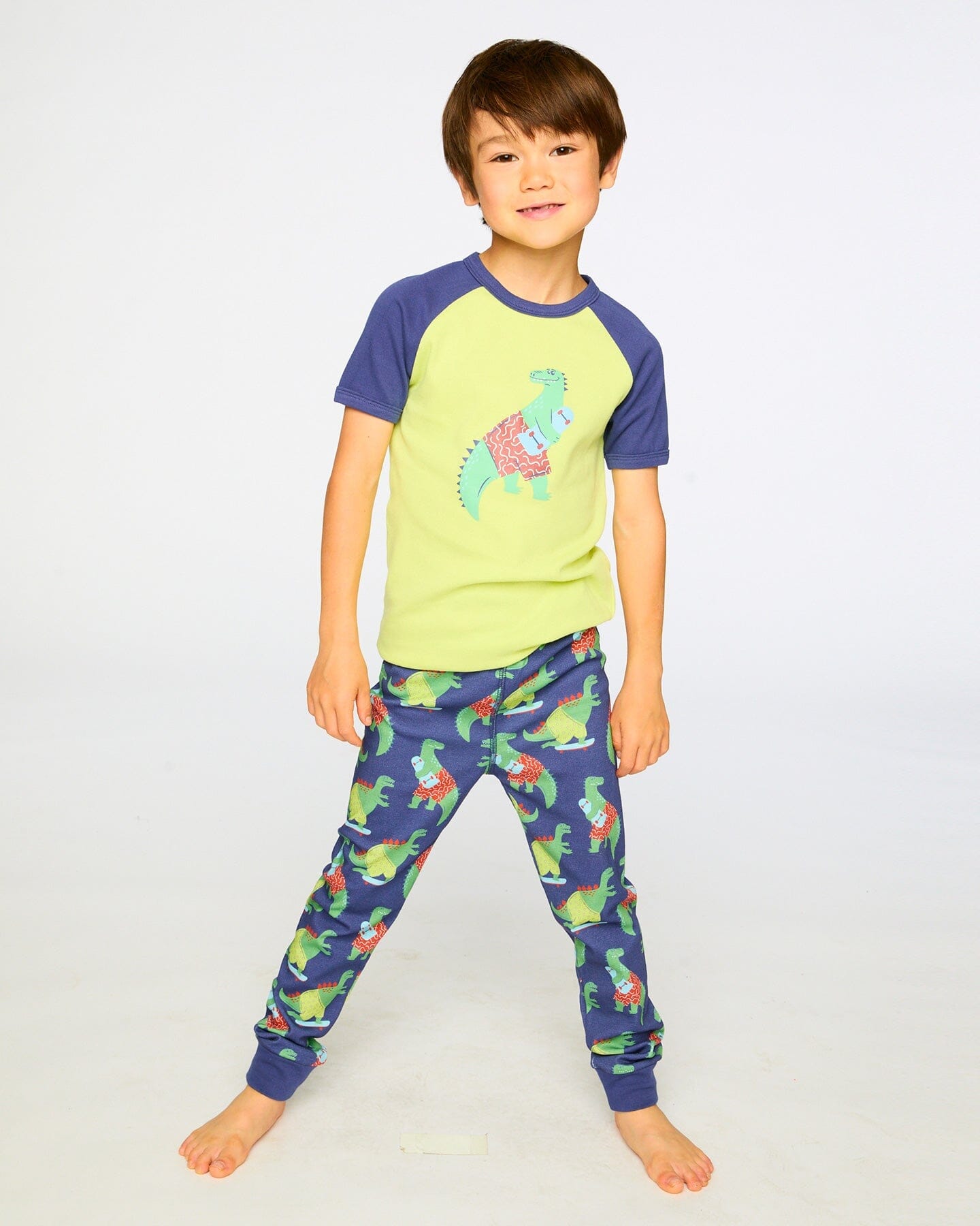 Organic Cotton Two-Piece Pyjama Set Blue Dino Print - Image 2