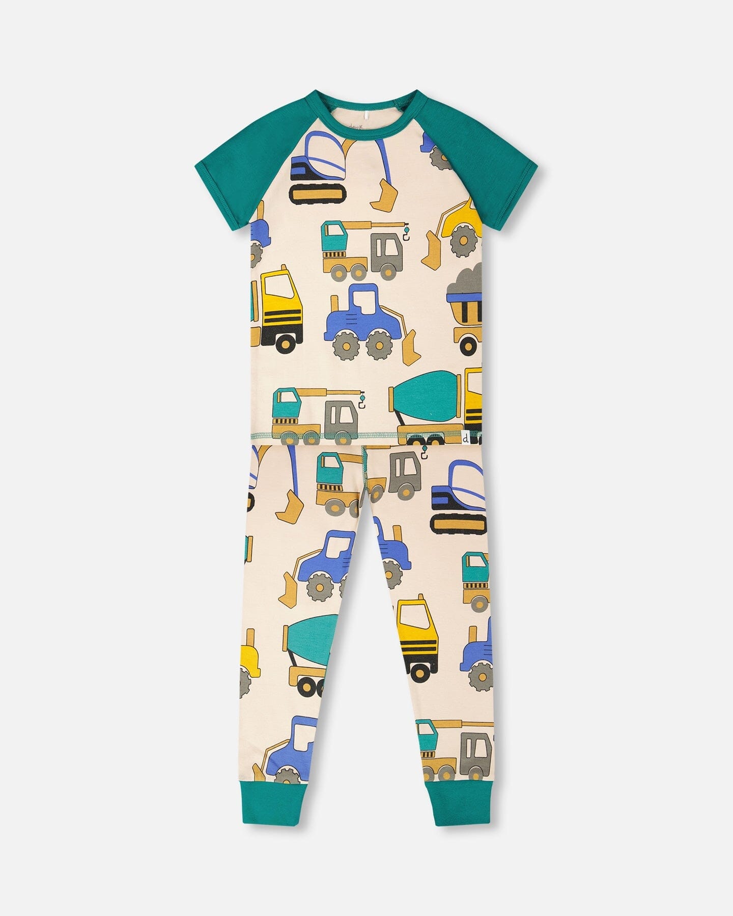 Organic Cotton Two-Piece Pyjama Set Beige Truck Print - Image 16
