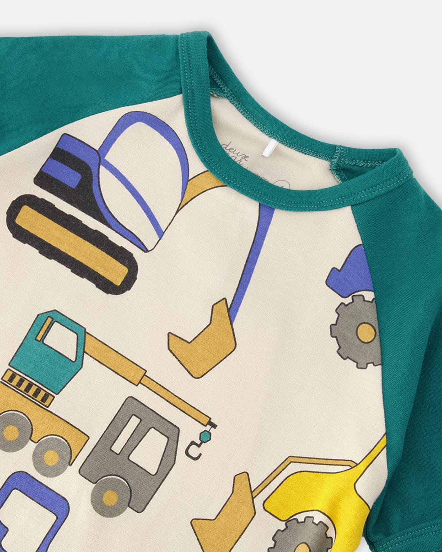 Organic Cotton Two-Piece Pyjama Set Beige Truck Print - Image 4