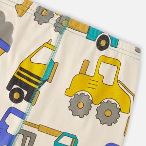 Organic Cotton Two-Piece Pyjama Set Beige Truck Print - Image 5