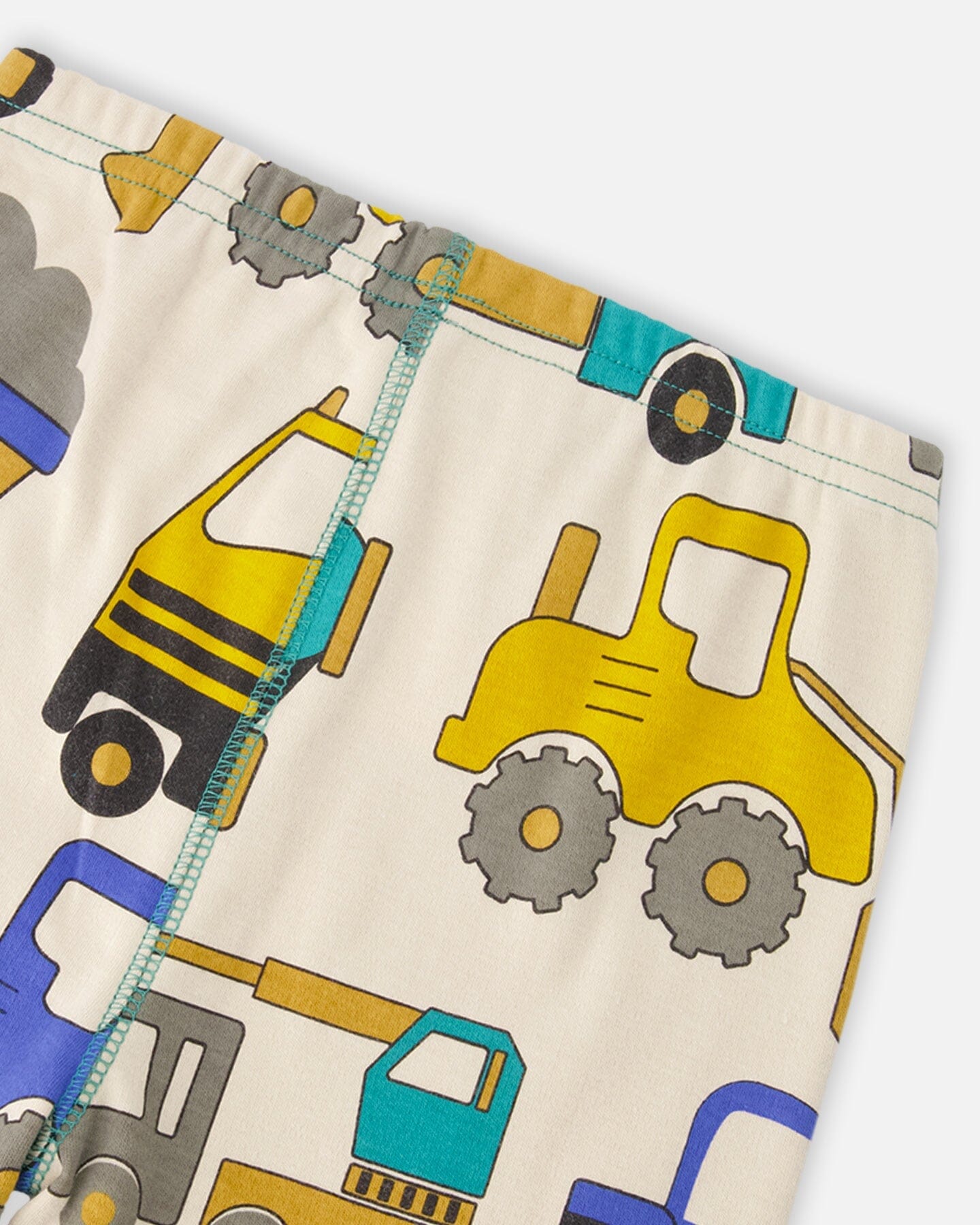 Organic Cotton Two-Piece Pyjama Set Beige Truck Print - Image 5