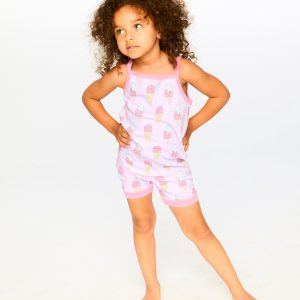 Alternative view of Organic Cotton Two-Piece Pyjama Set Lilac Printed Ice Creams