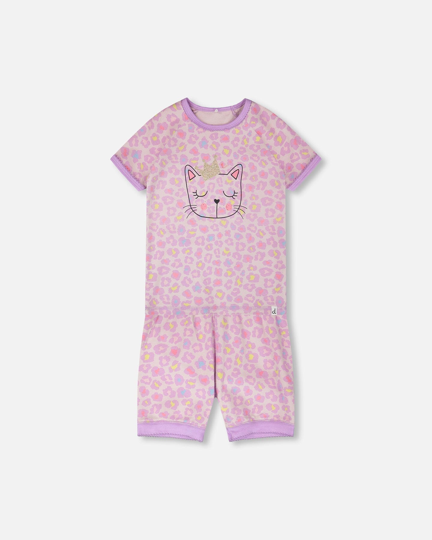 Organic Cotton Two-Piece Pyjama Set Purple Animal Print - Image 8