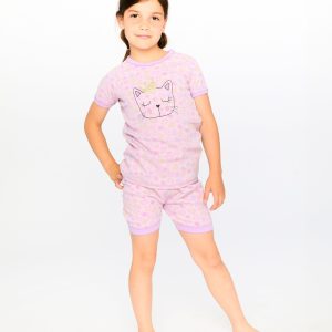 Alternative view of Organic Cotton Two-Piece Pyjama Set Purple Animal Print