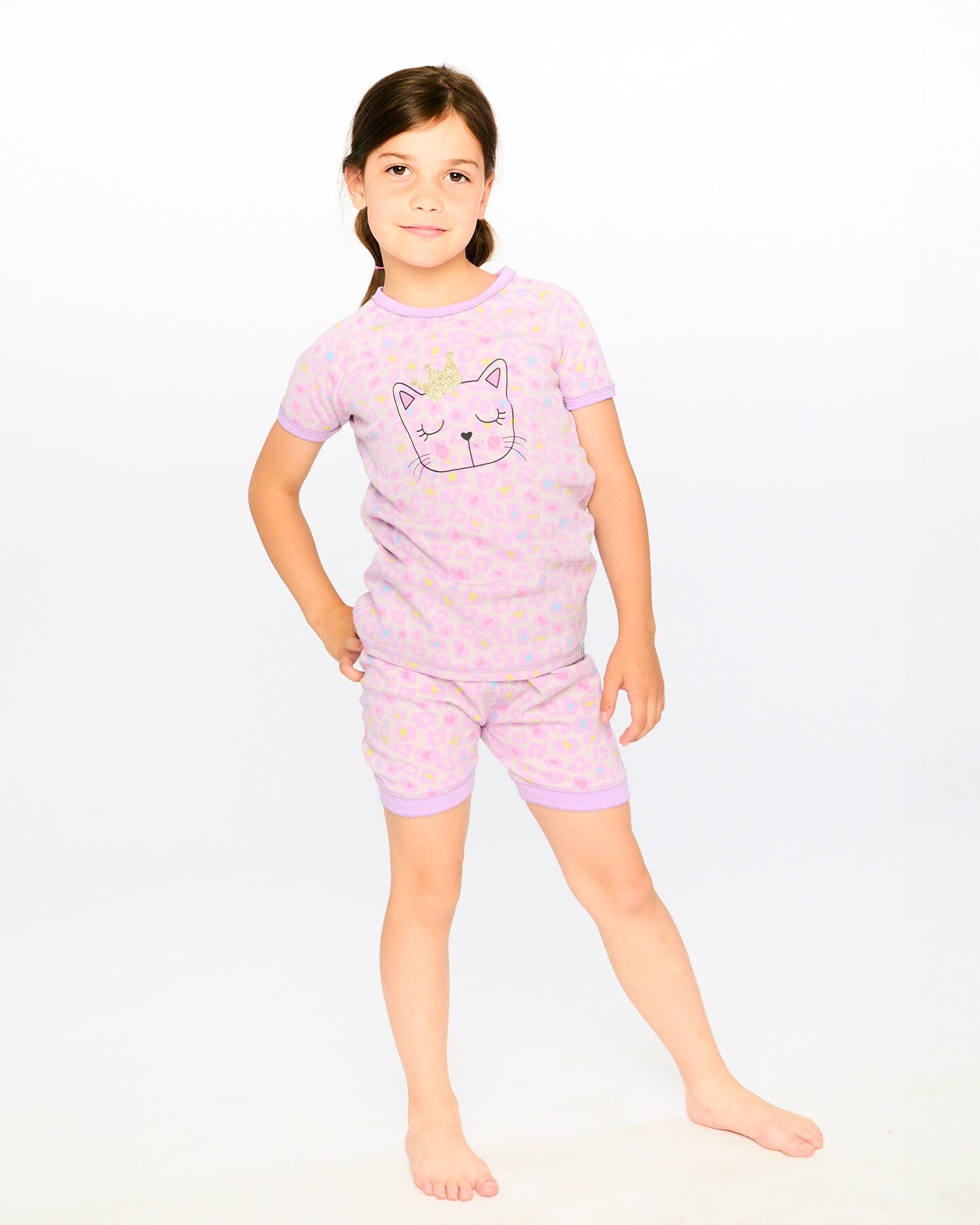 Organic Cotton Two-Piece Pyjama Set Purple Animal Print - Image 2