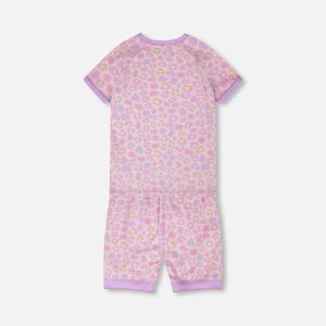 Organic Cotton Two-Piece Pyjama Set Purple Animal Print - Image 3