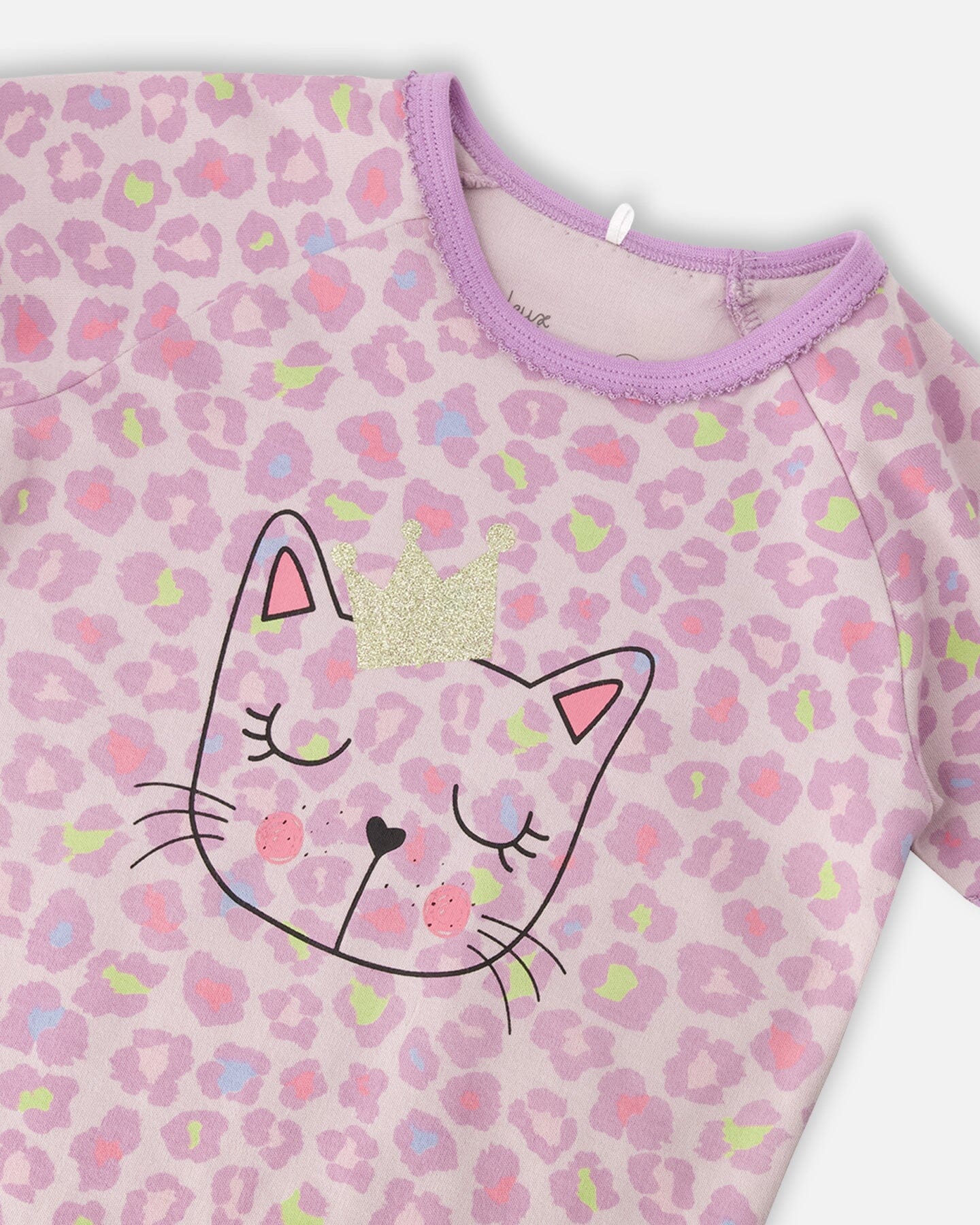 Organic Cotton Two-Piece Pyjama Set Purple Animal Print - Image 4