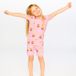 Organic Cotton Two-Piece Pyjama Set Pink Cupcake Print - Image 2