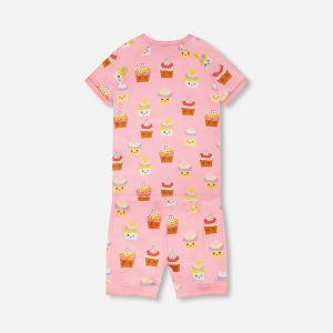 Organic Cotton Two-Piece Pyjama Set Pink Cupcake Print - Image 3