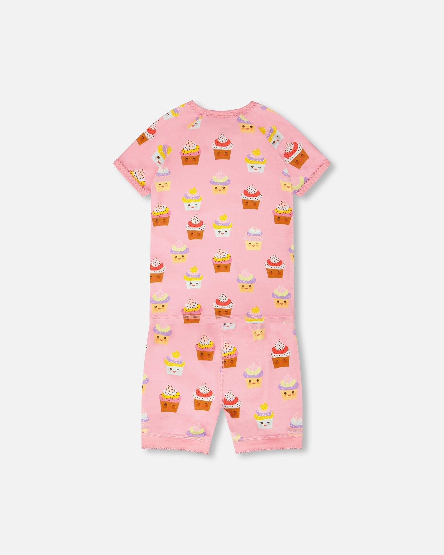Organic Cotton Two-Piece Pyjama Set Pink Cupcake Print - Image 3