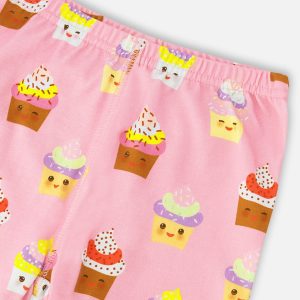 Organic Cotton Two-Piece Pyjama Set Pink Cupcake Print - Image 5