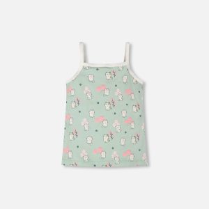 Alternative view of Organic Cotton Tank Underwear Green Kitten Print