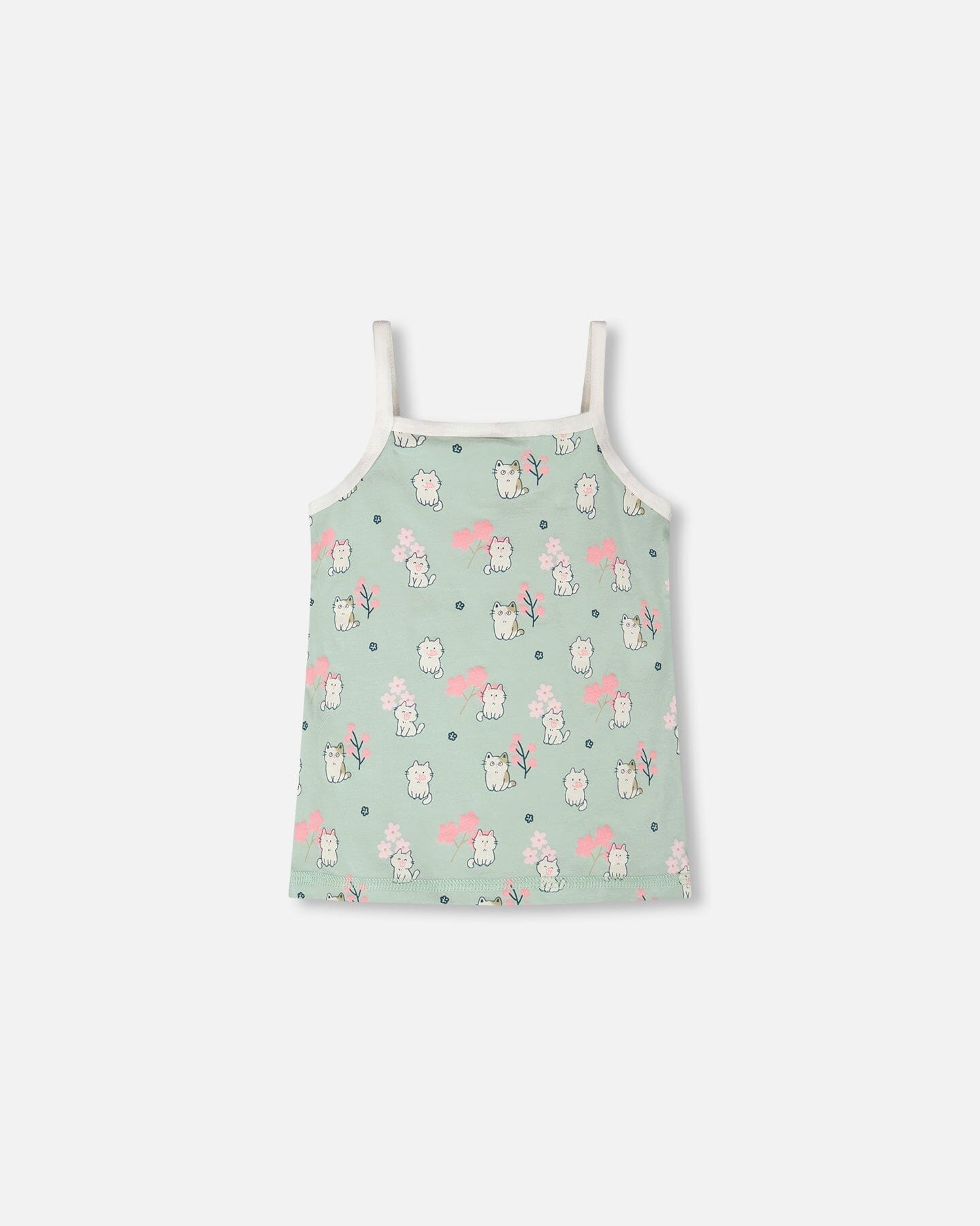 Organic Cotton Tank Underwear Green Kitten Print - Image 2