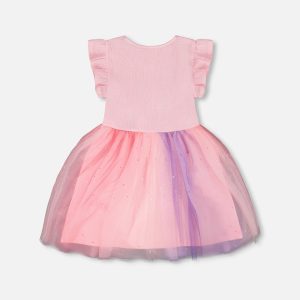 Bi-Material Mesh Dress Pale Pink - Image 3