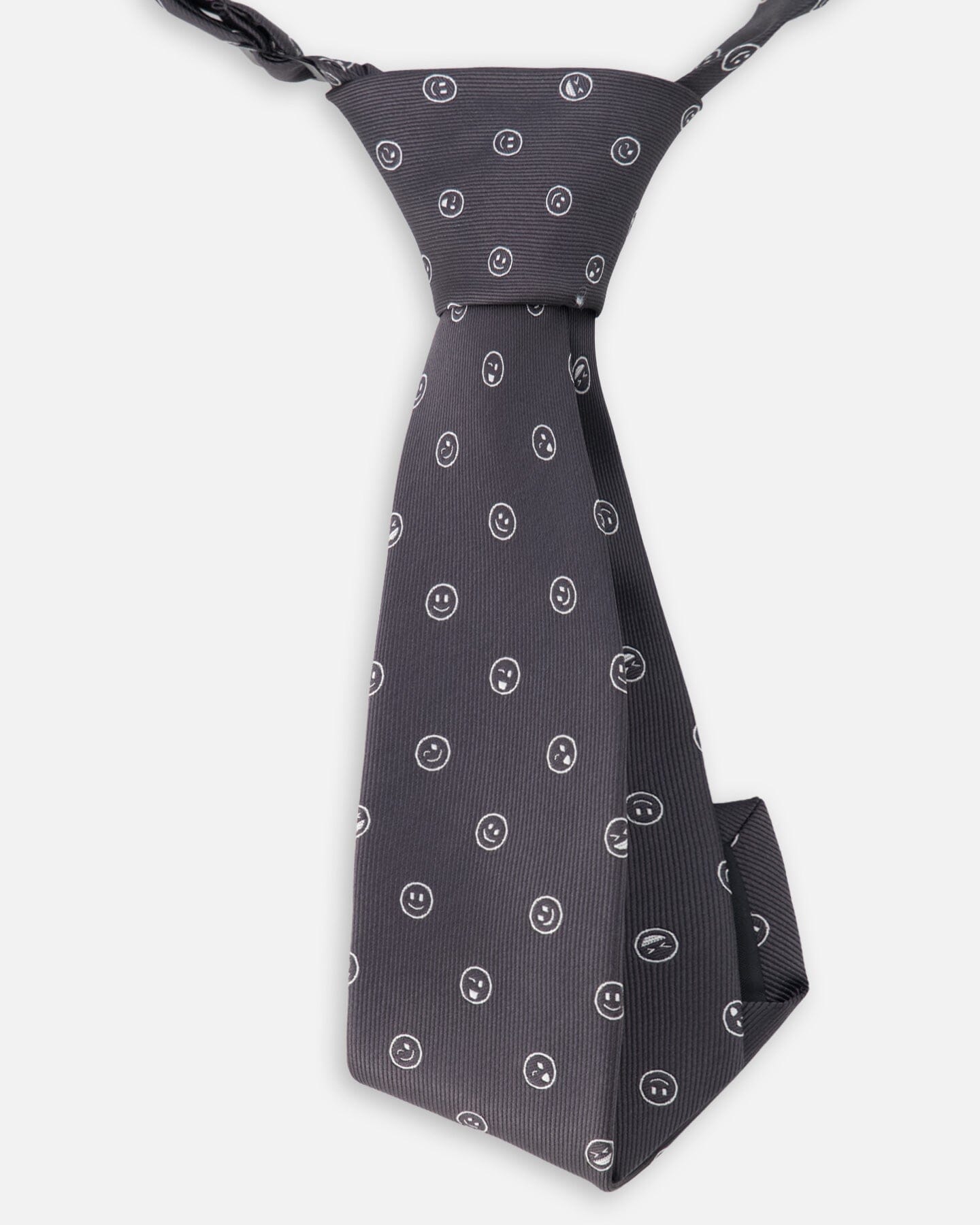 Neck Tie Black Printed Smiles - Image 3