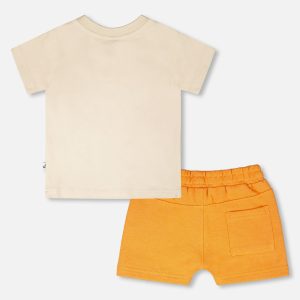 Alternative view of Organic Cotton T-Shirt And Short Set Beige And Orange