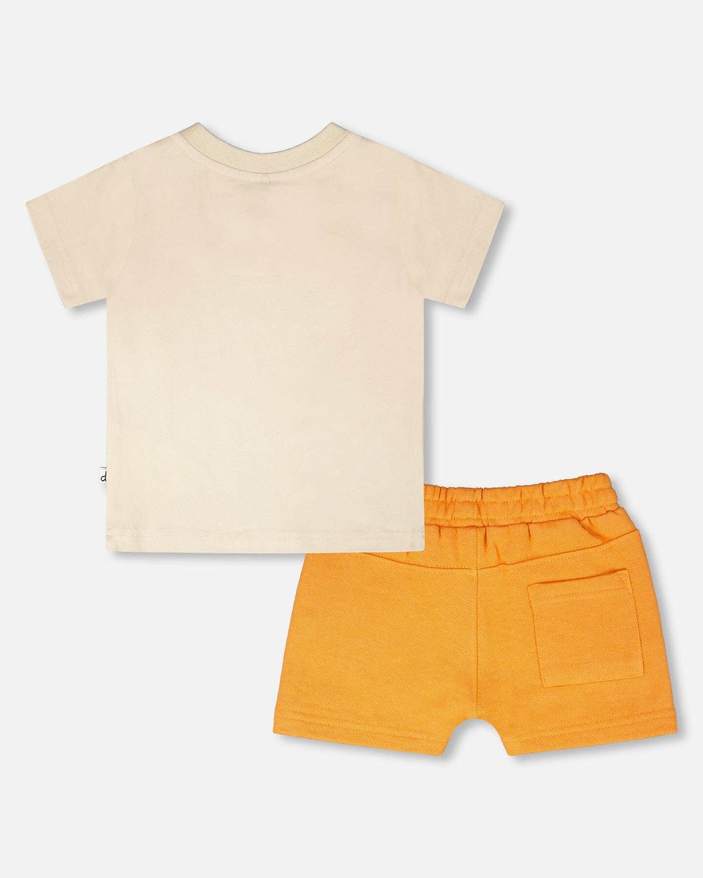 Organic Cotton T-Shirt And Short Set Beige And Orange - Image 2
