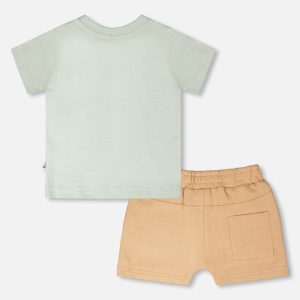 Alternative view of Organic Cotton T-Shirt And Short Set Mint Green And Beige