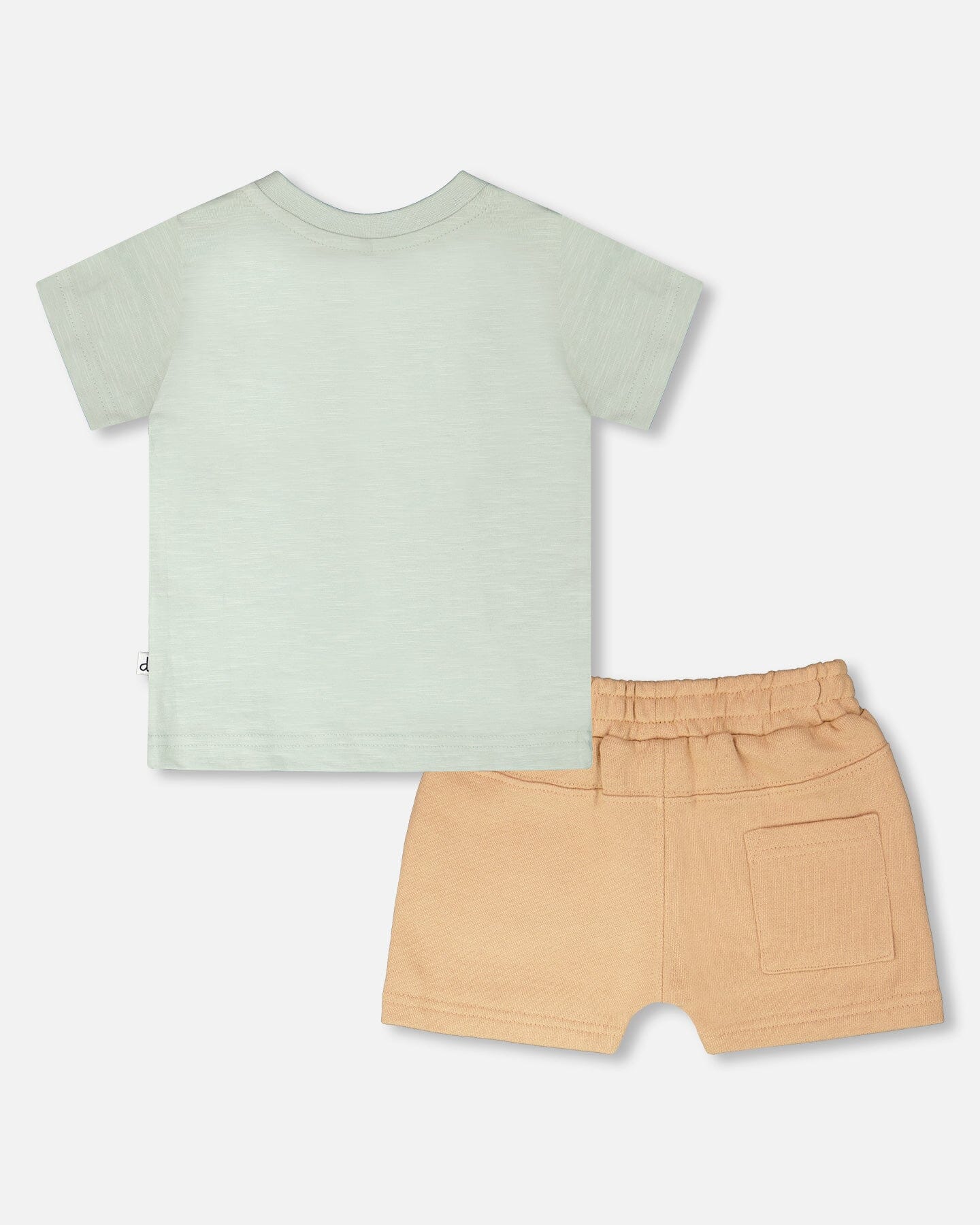 Organic Cotton T-Shirt And Short Set Mint Green And Beige - Image 2