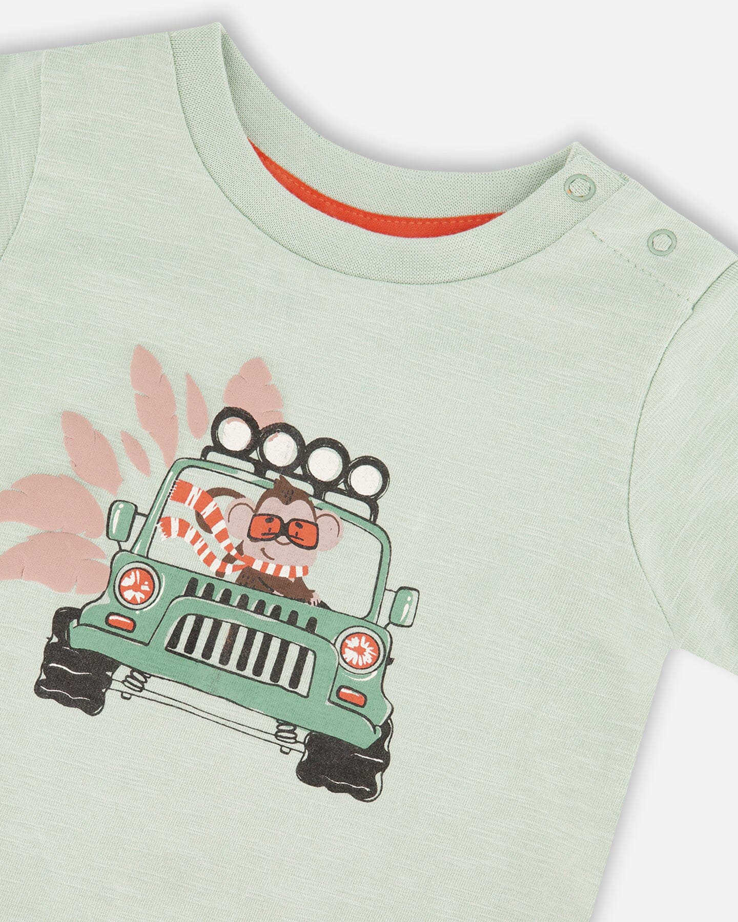 Organic Cotton T-Shirt And Short Set Mint Green And Beige - Image 3
