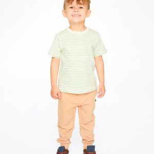 Organic Cotton T-Shirt White Printed Mint Green Lines - Image 2