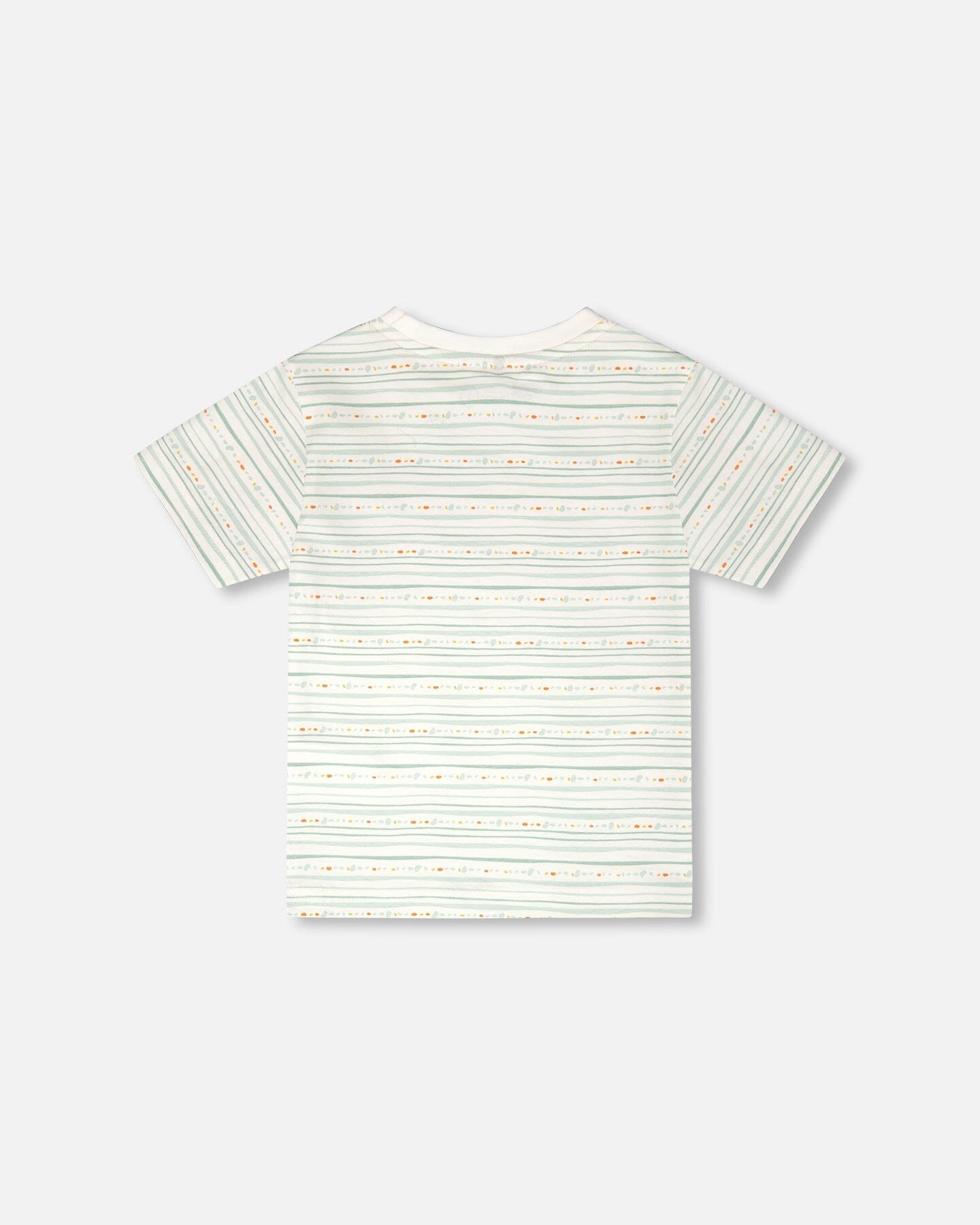 Organic Cotton T-Shirt White Printed Mint Green Lines - Image 3