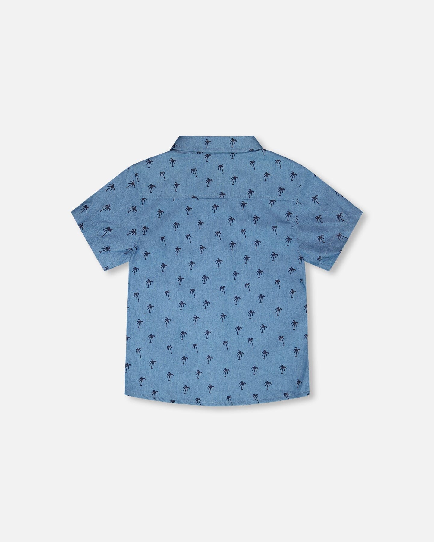 Short Sleeve Chambray Shirt Blue Palm Print - Image 5