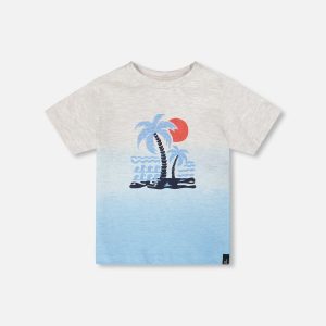 Organic Cotton Short Sleeve T-Shirt Grey Mix To Blue Gradient - Image 6