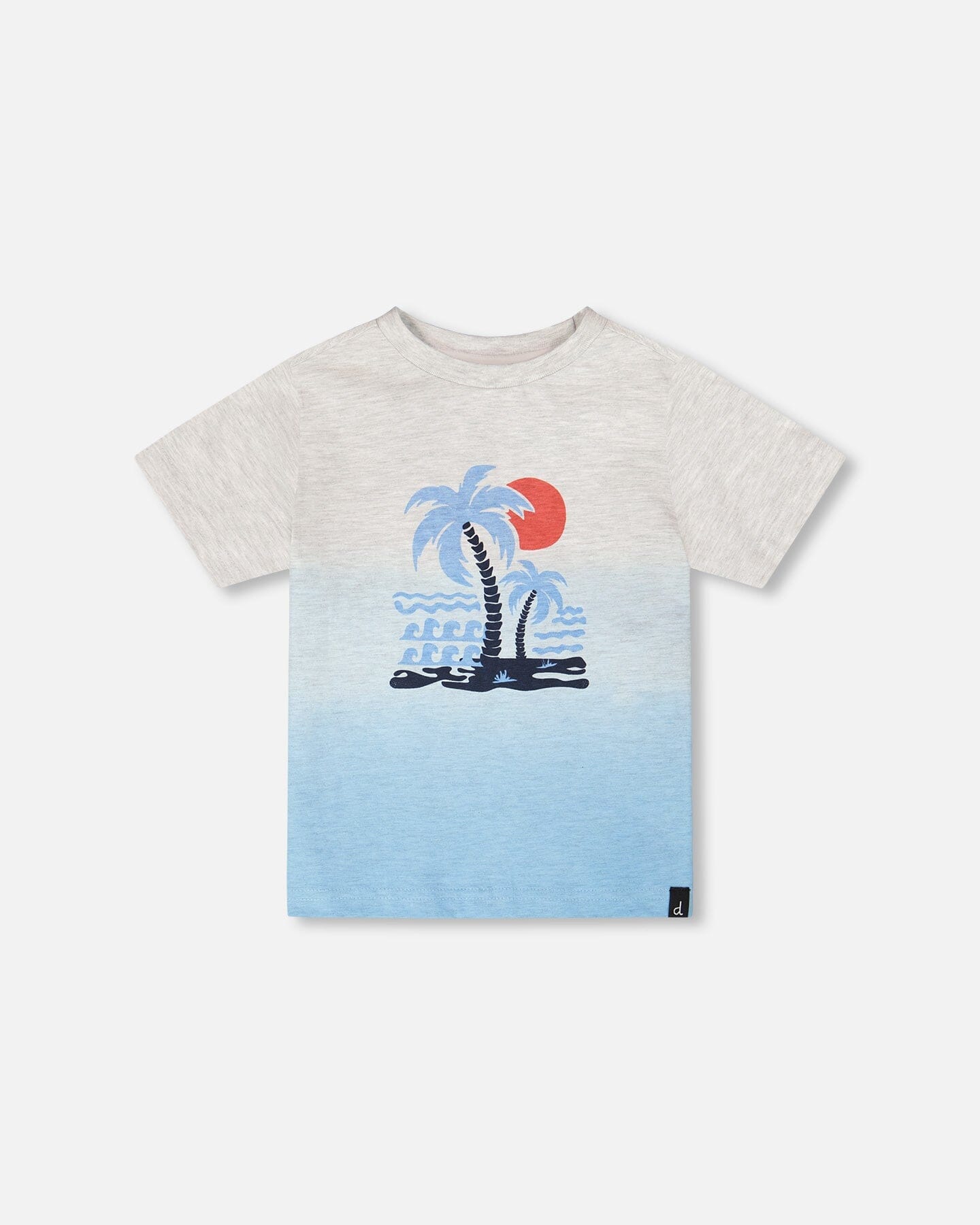 Organic Cotton Short Sleeve T-Shirt Grey Mix To Blue Gradient - Image 12