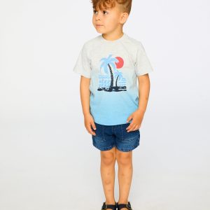 Organic Cotton Short Sleeve T-Shirt Grey Mix To Blue Gradient - Image 2