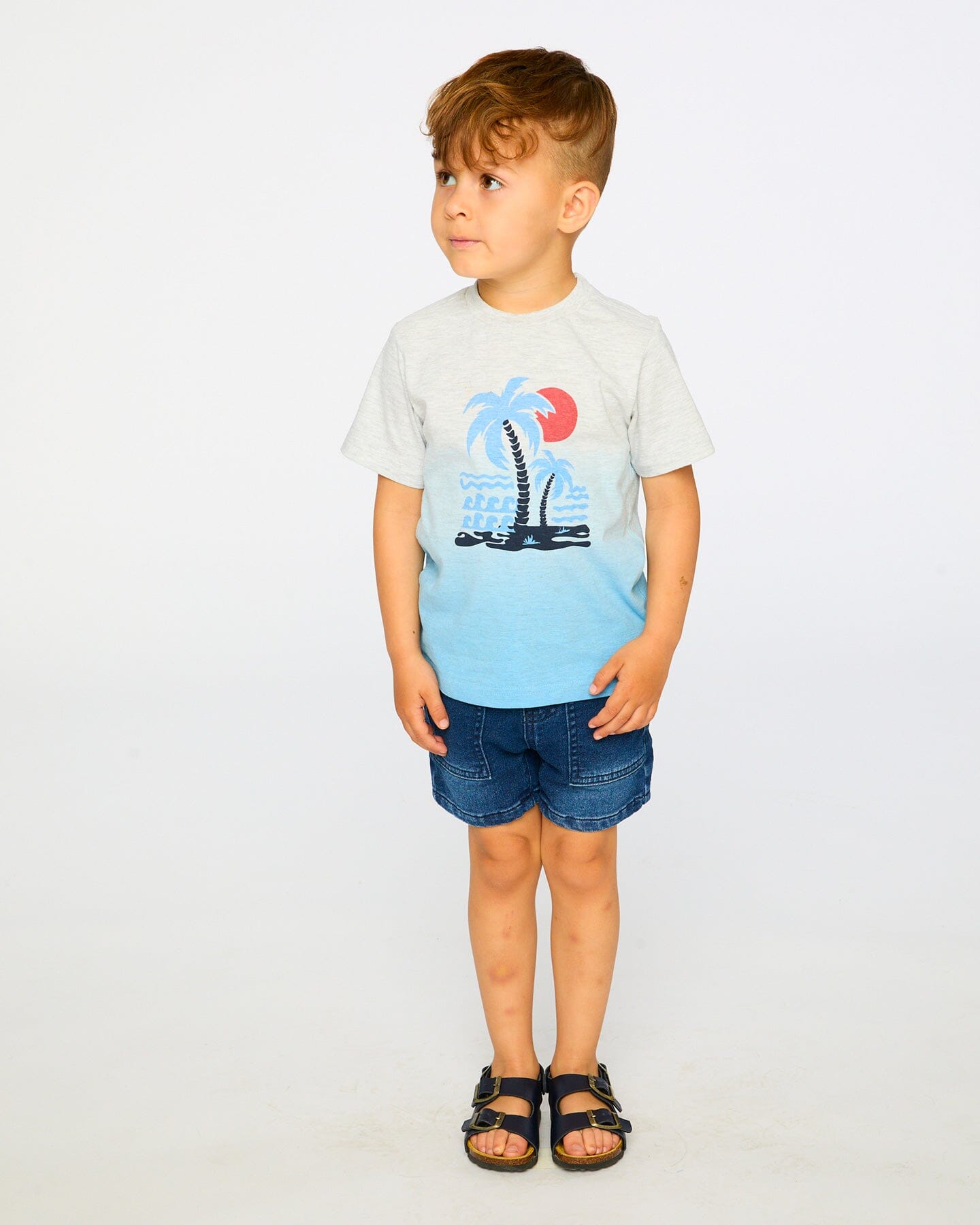 Organic Cotton Short Sleeve T-Shirt Grey Mix To Blue Gradient - Image 2