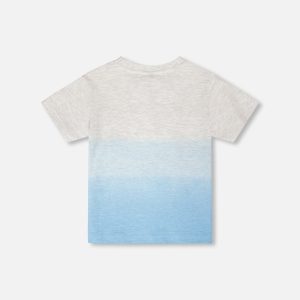 Organic Cotton Short Sleeve T-Shirt Grey Mix To Blue Gradient - Image 3