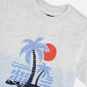 Organic Cotton Short Sleeve T-Shirt Grey Mix To Blue Gradient - Image 4