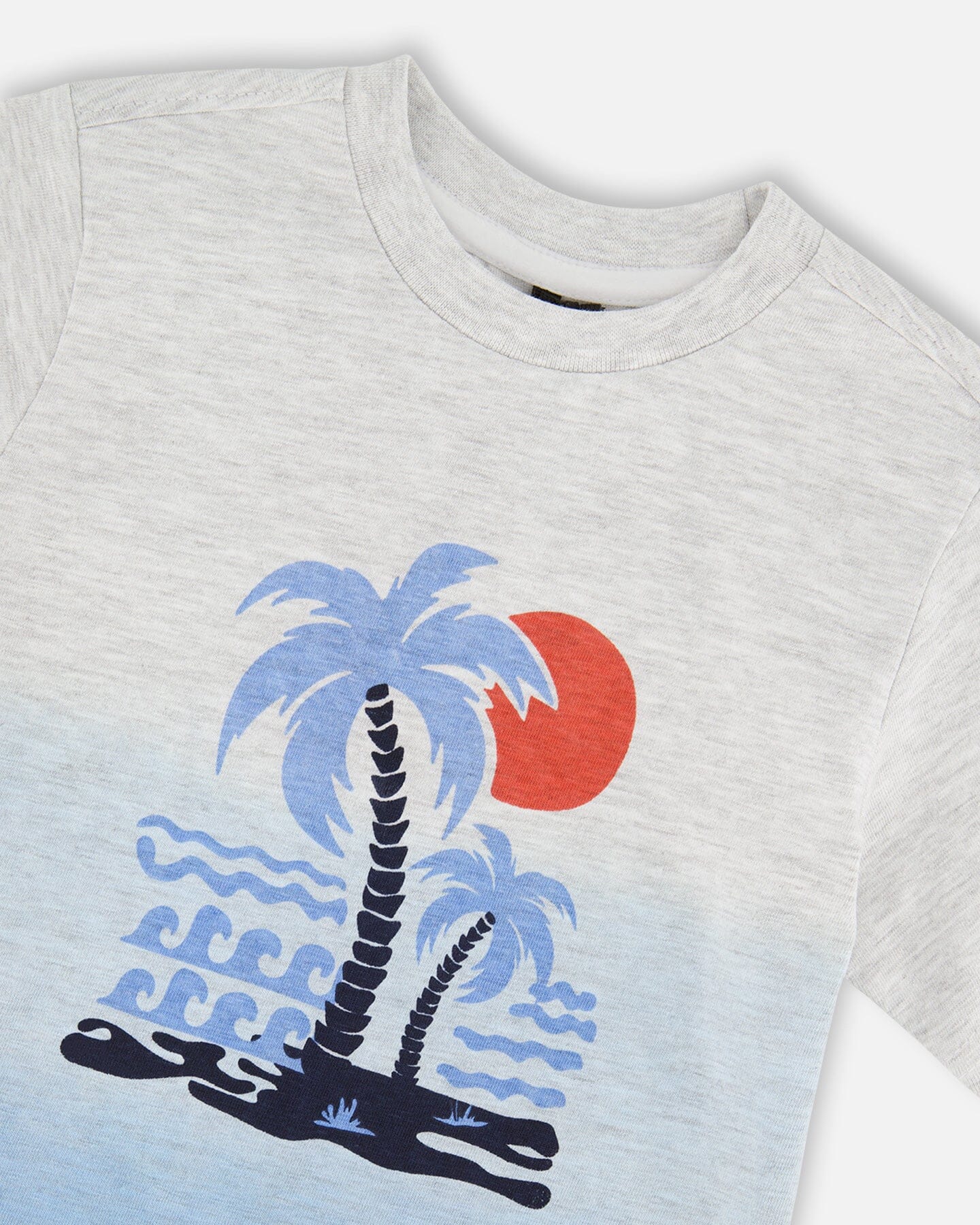 Organic Cotton Short Sleeve T-Shirt Grey Mix To Blue Gradient - Image 4