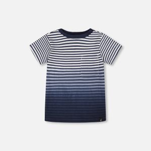 Organic Cotton Short Sleeve T-Shirt Blue Gradient Stripes