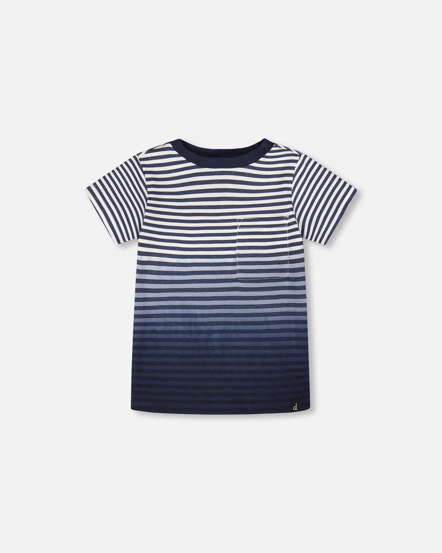Organic Cotton Short Sleeve T-Shirt Blue Gradient Stripes - Image 12
