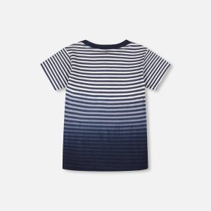 Organic Cotton Short Sleeve T-Shirt Blue Gradient Stripes - Image 5