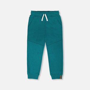 French Terry Sweatpants With Cross Seams Dark Turquoise - Image 8