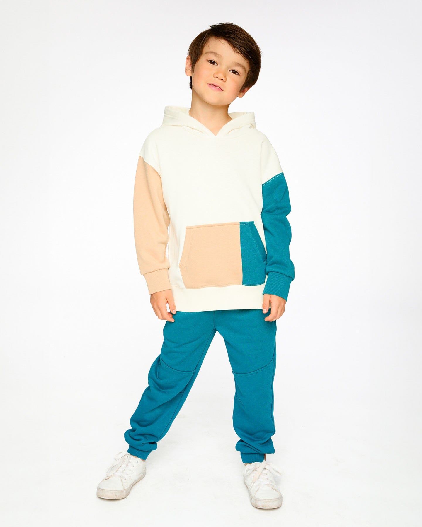 French Terry Sweatpants With Cross Seams Dark Turquoise - Image 2