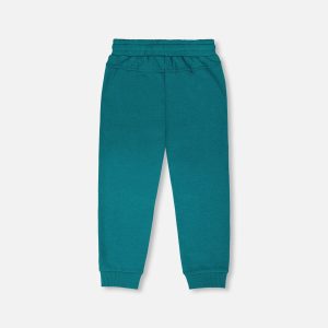 French Terry Sweatpants With Cross Seams Dark Turquoise - Image 3