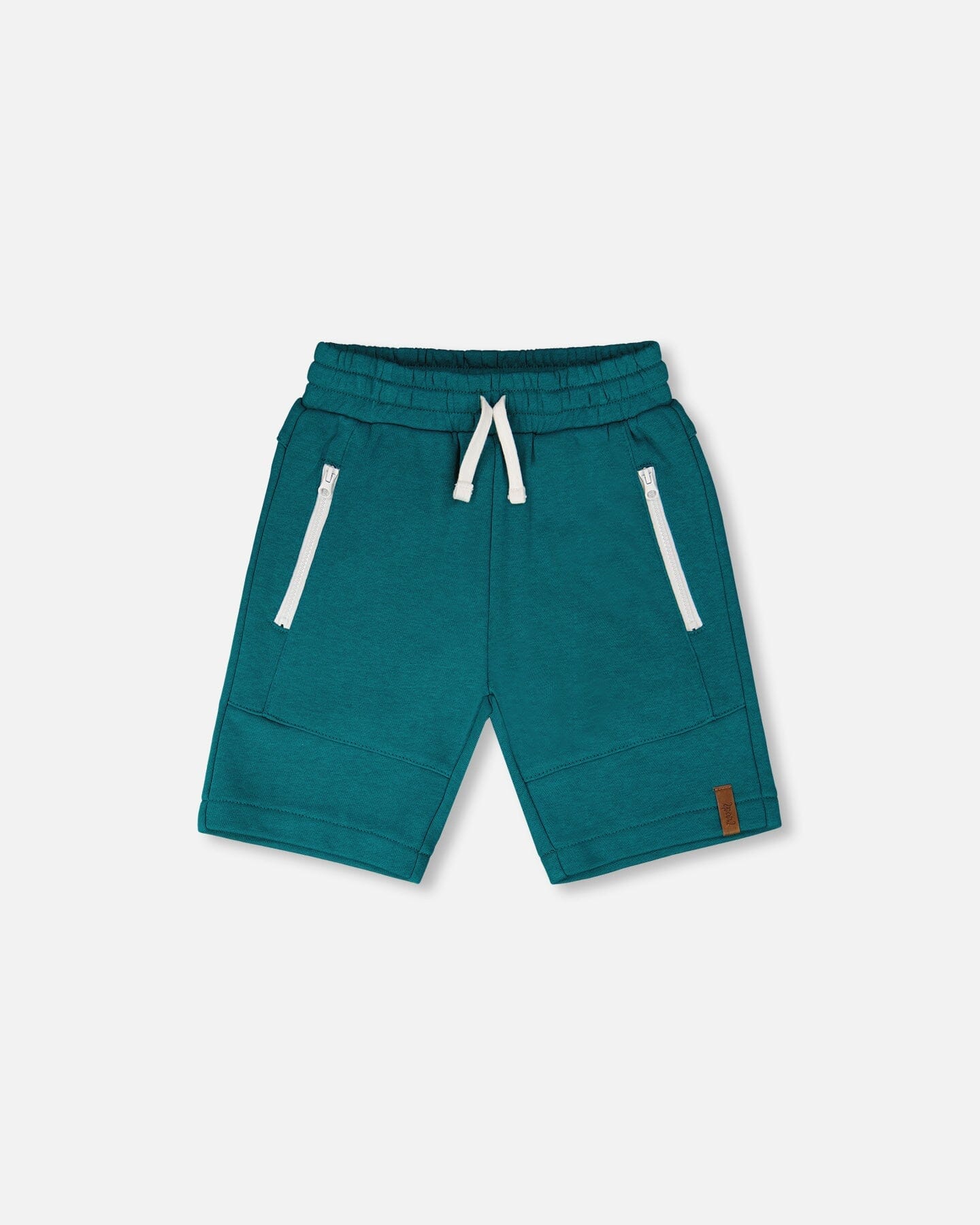 French Terry Shorts With Cross Seams Dark Turquoise - Image 12