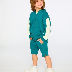 Alternative view of French Terry Shorts With Cross Seams Dark Turquoise