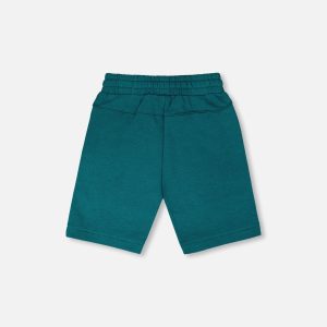 French Terry Shorts With Cross Seams Dark Turquoise - Image 3