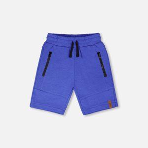 French Terry Shorts With Cross Seams Royal Blue