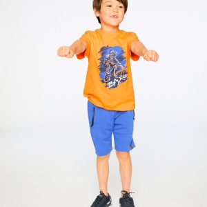French Terry Shorts With Cross Seams Royal Blue - Image 3