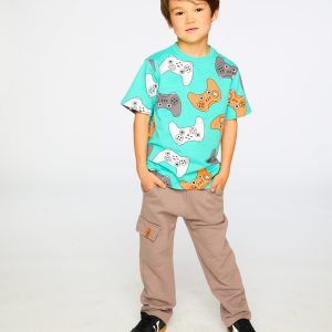 Organic Cotton Jersey T-Shirt Blue Printed Gamepads - Image 2
