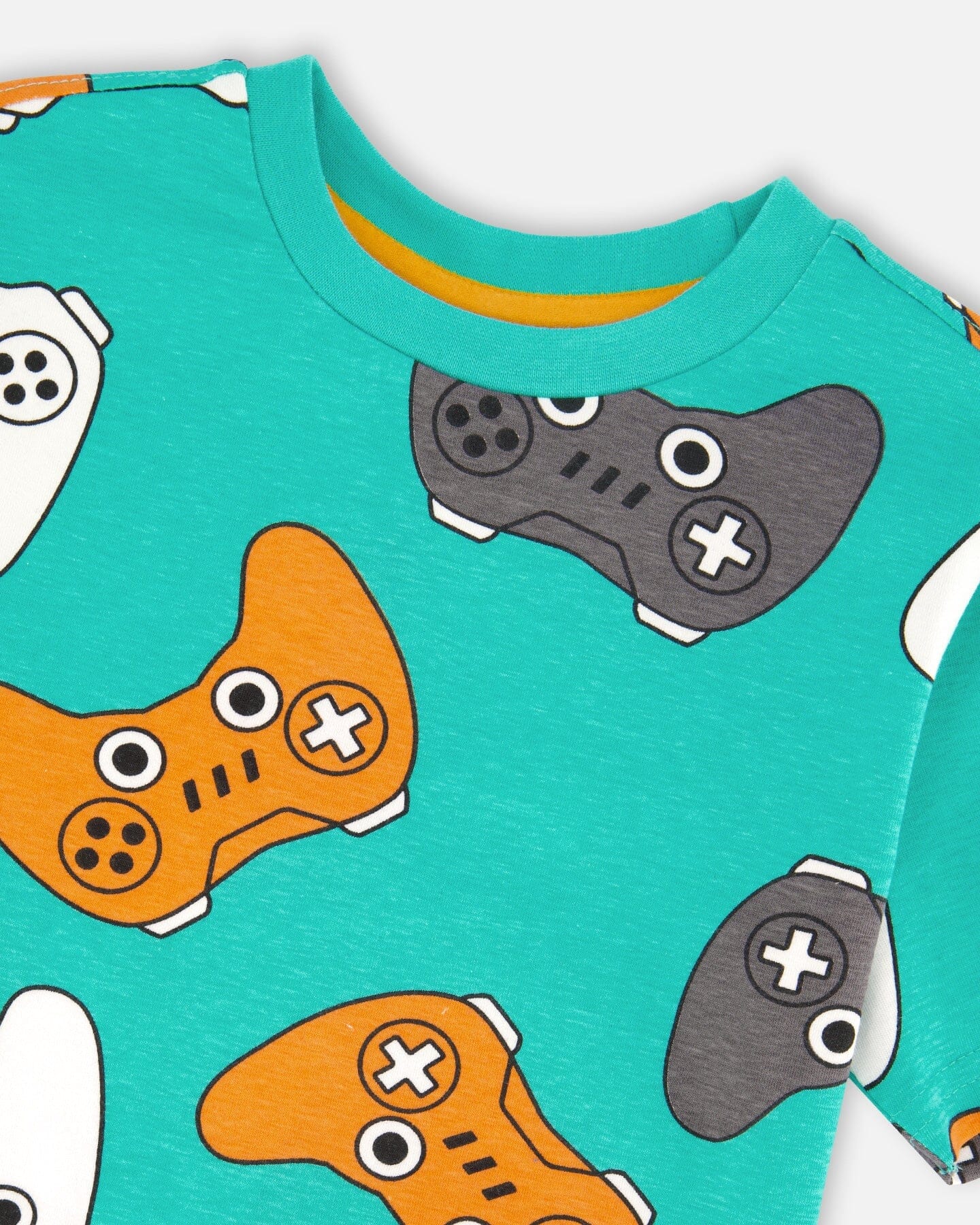 Organic Cotton Jersey T-Shirt Blue Printed Gamepads - Image 4
